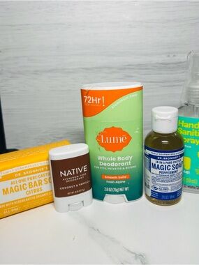Lume Native Dr Bronners Deoderant Soap Hand Sanitizer Travel Bundle